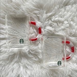 Starbucks Holiday 2021 Candy Cane Glass Mug Set
